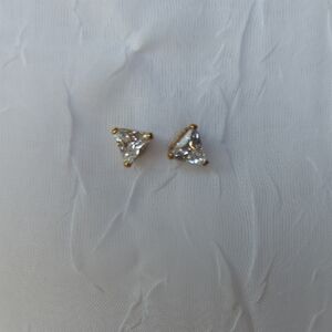 Elegant Gold and Silver Triangle Stud Earrings